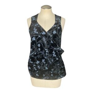 Studio 1940 Sleeveless Top | Blue Floral Burnout | Open Back Halter | Size XL